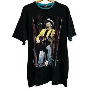 VTG 90s Alan Jackson On Tour Single Stitch Graphic Tee XL Black Blue Country